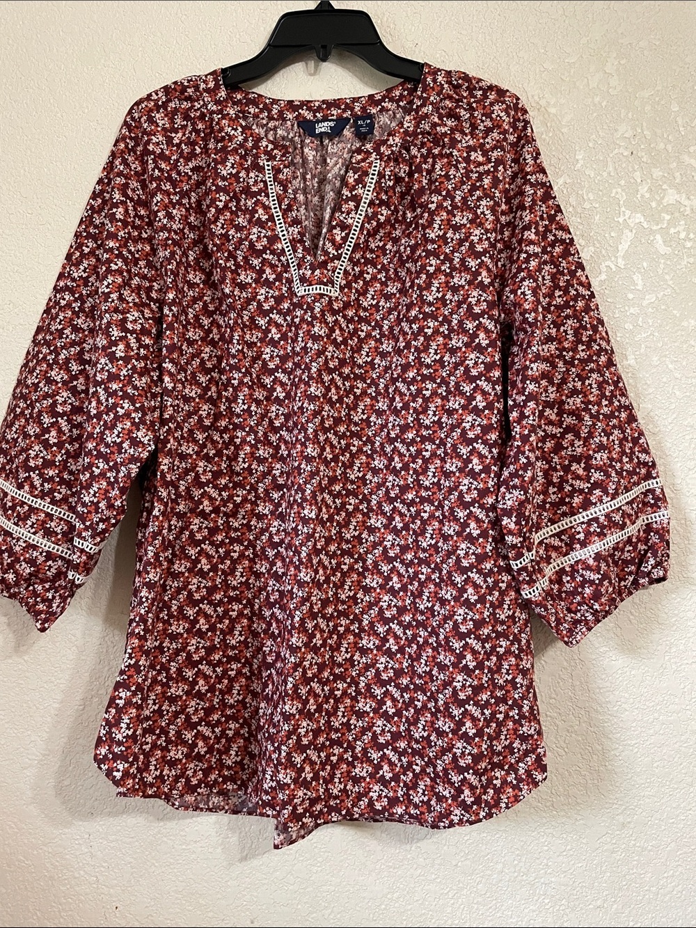 LANDS’ END Brown Floral Blouse